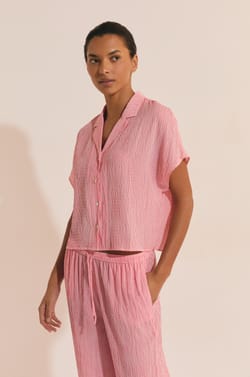 Chemise de pyjama &agrave; rayures;${refinementColor}