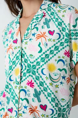 Camisa de pijama de manga corta estampada;${refinementColor}