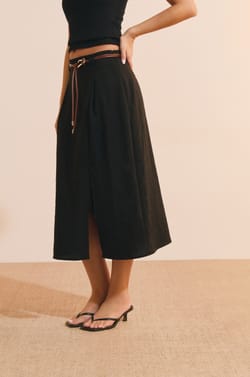 Jupe midi &agrave; fente;${refinementColor}