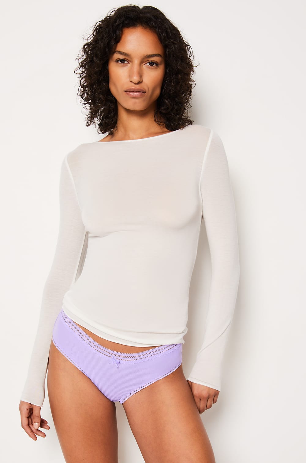 Microfiber Boyshorts with Lace Details;${refinementColor}