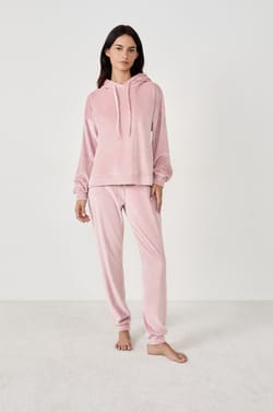 Sweatshirt à capuche effet velours;${refinementColor}