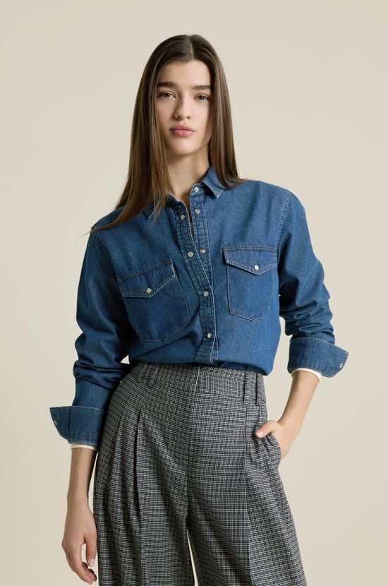 Denim-effect shirt;${refinementColor}