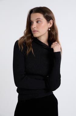 Iridescent Knit Sweater With High Collar;${refinementColor}