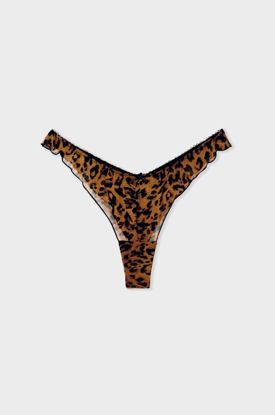 Tanga en tulle imprimé;${refinementColor}