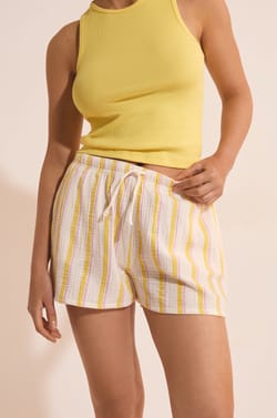 Short de pyjama &agrave; rayures en coton;${refinementColor}