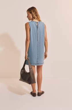 Robe courte effet jean en coton;${refinementColor}