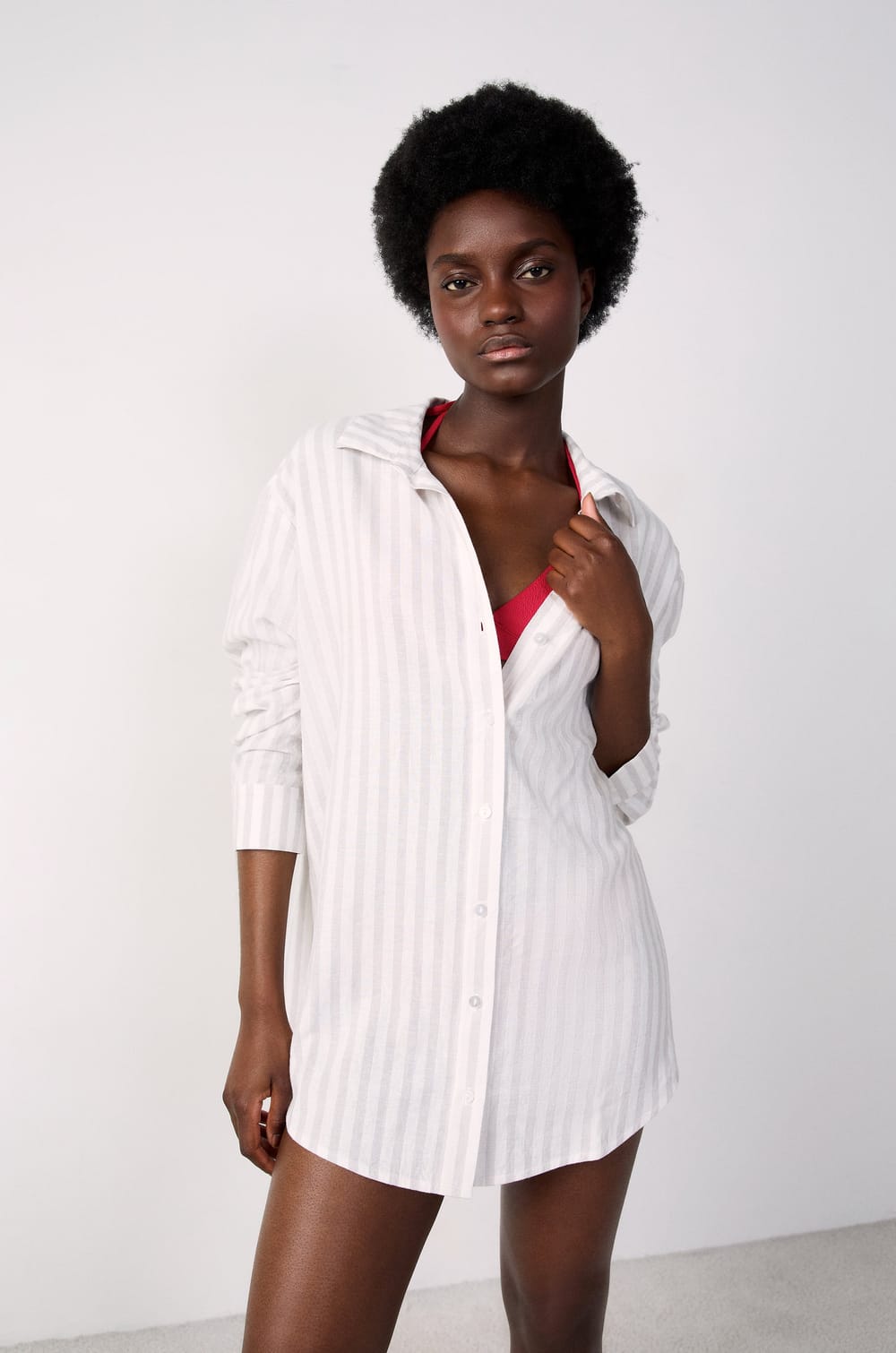 Chemise de plage rayée;${refinementColor}