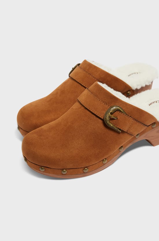 Velvet mules slippers with fleece lining;${refinementColor}