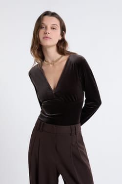 Body manches longues en velours;${refinementColor}