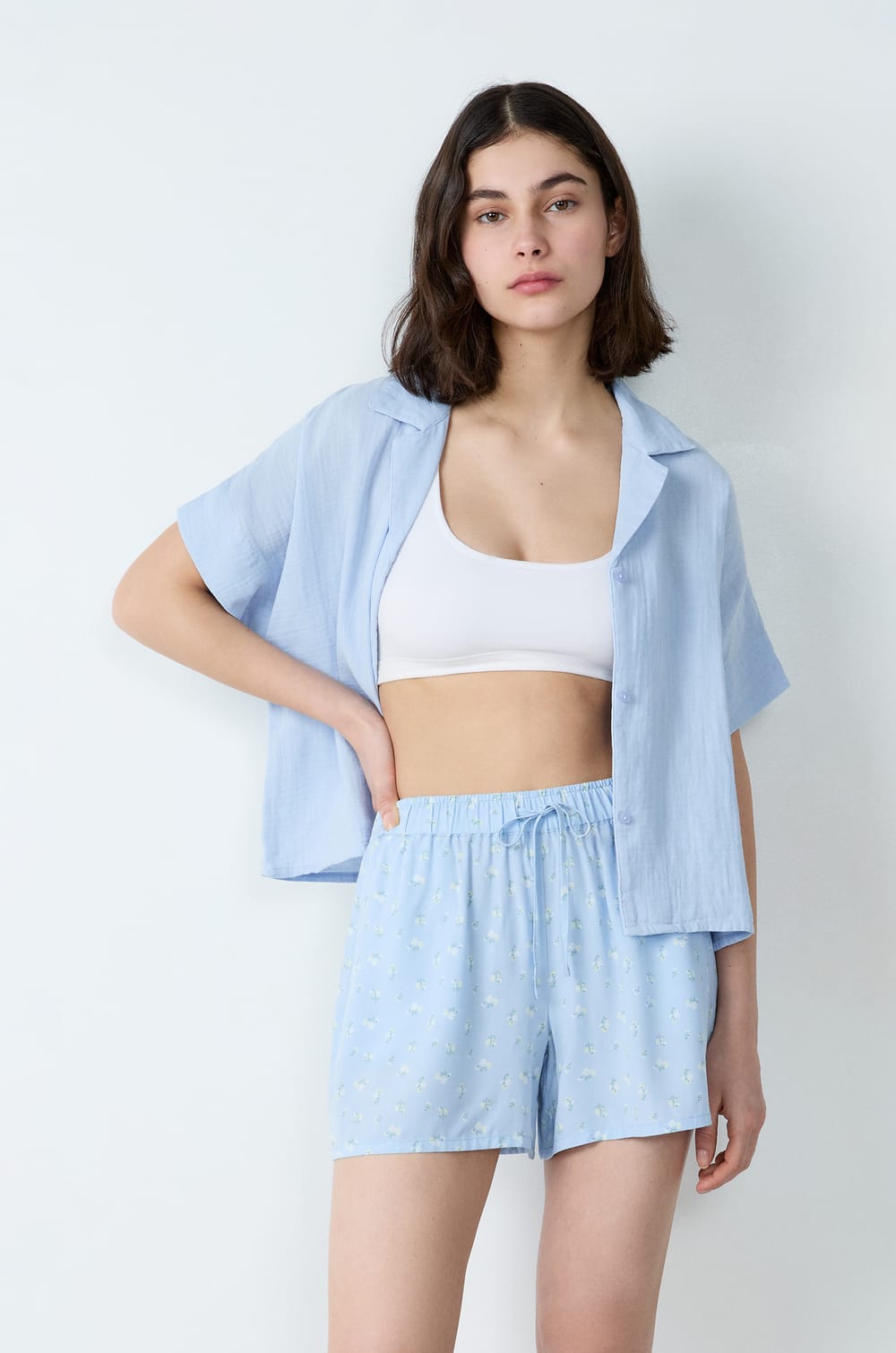 Květinové pyžamové šortky;${refinementColor}