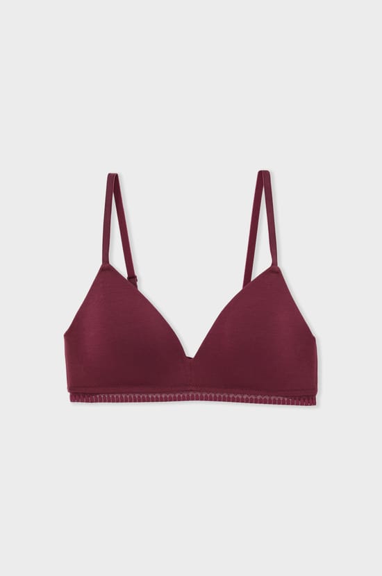 Wireless triangle bra with lightly lined cups in cotton;${refinementColor}