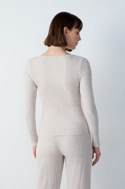 Long-sleeved T-shirt in ribbed cotton;${refinementColor}