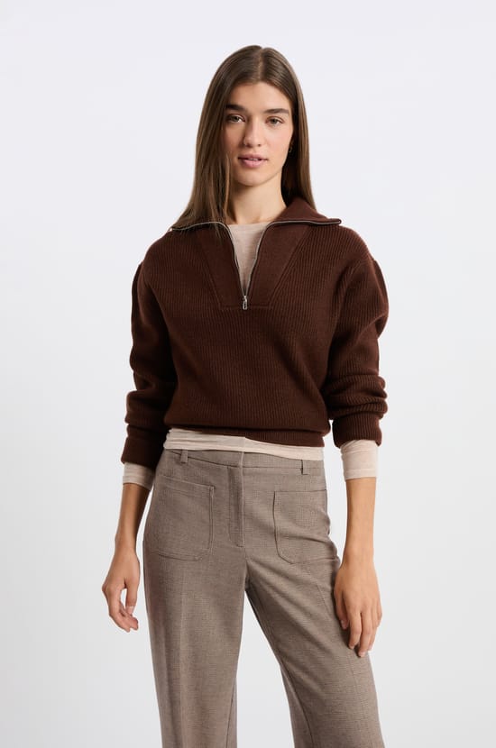 Trucker Collar Sweater;${refinementColor}