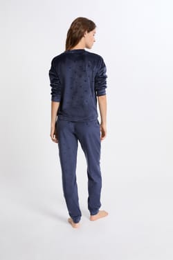 2-Piece Velvet-Effect Heart Patterned Pajama Sets;${refinementColor}