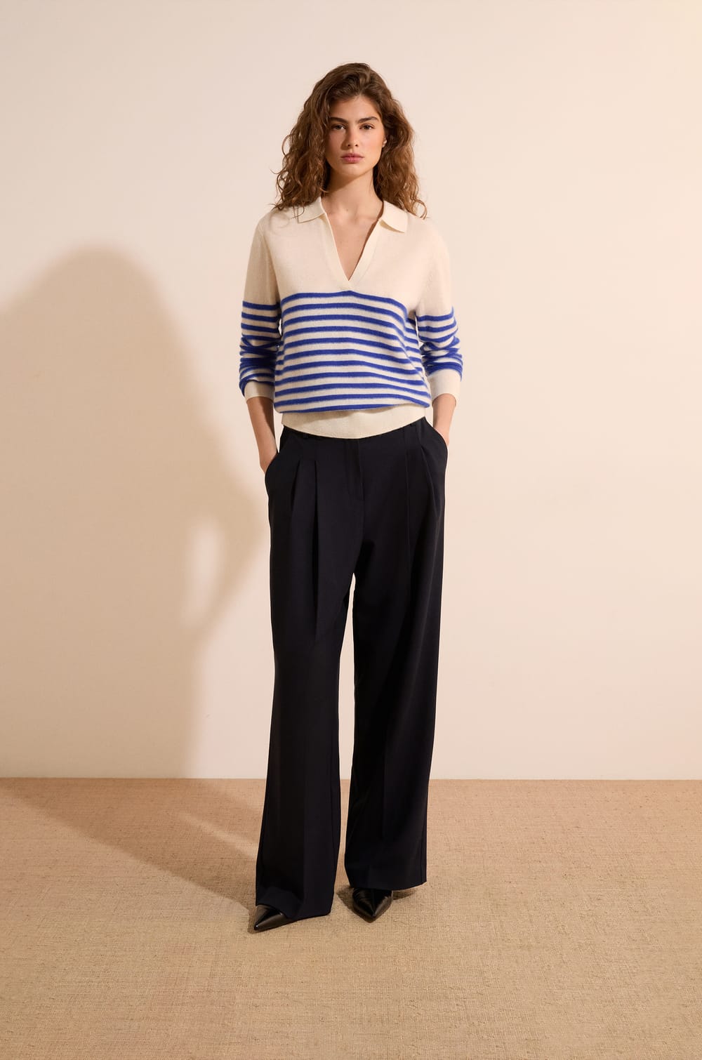 Pull col polo 100% cachemire;${refinementColor}