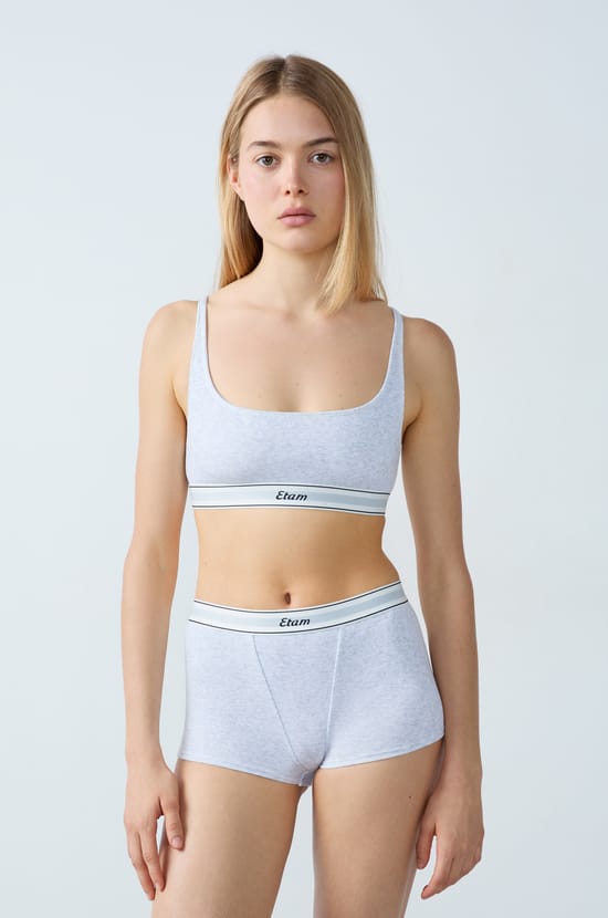 Ribbed cotton boyshort;${refinementColor}