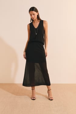 Flowy V-Neck Tank Top;${refinementColor}