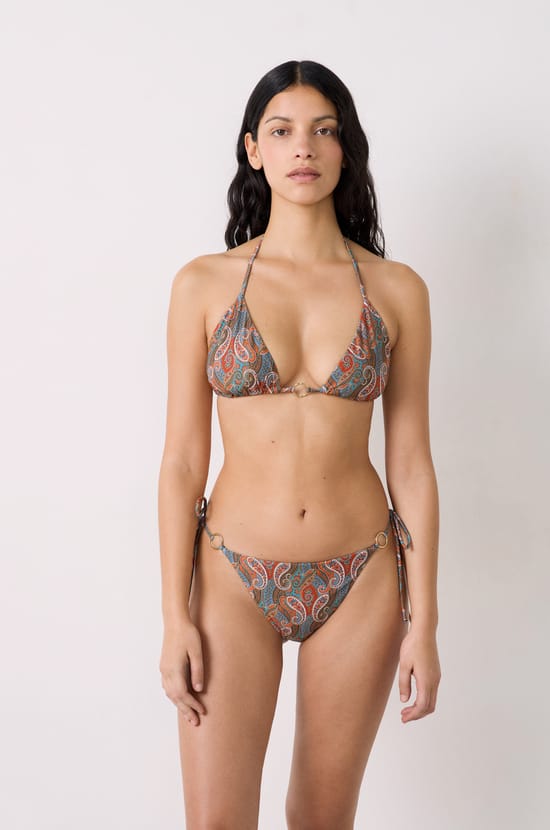 Printed Triangle Bikini Top;${refinementColor}