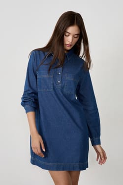 Long-Sleeved Cotton Dress;${refinementColor}