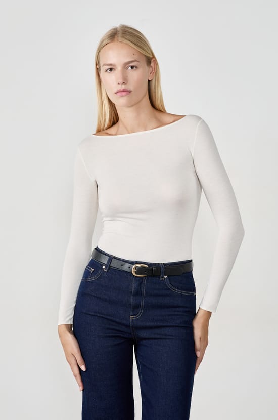 T-shirt thermique col bateau;${refinementColor}