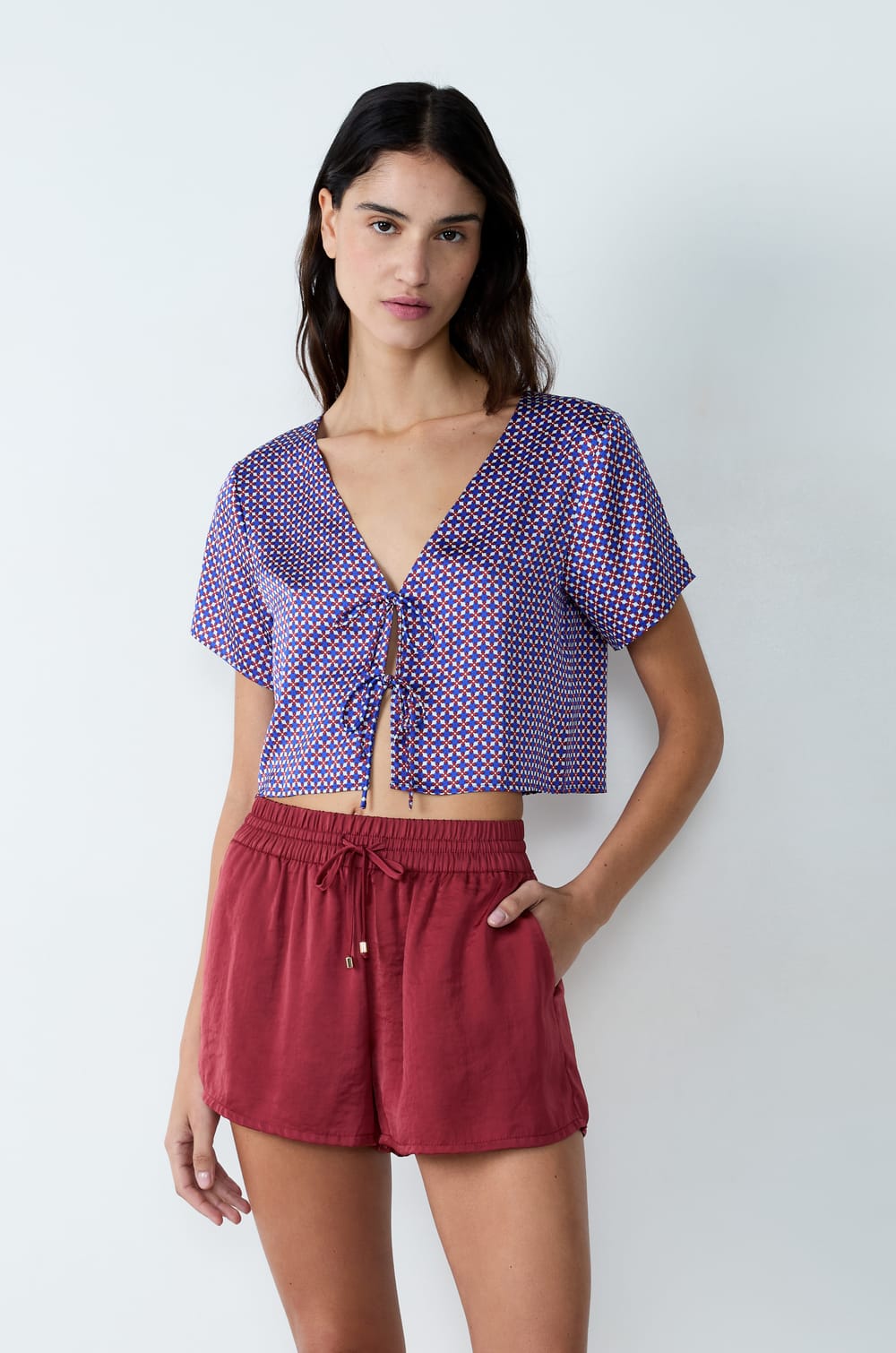 Short de pyjama satiné;${refinementColor}