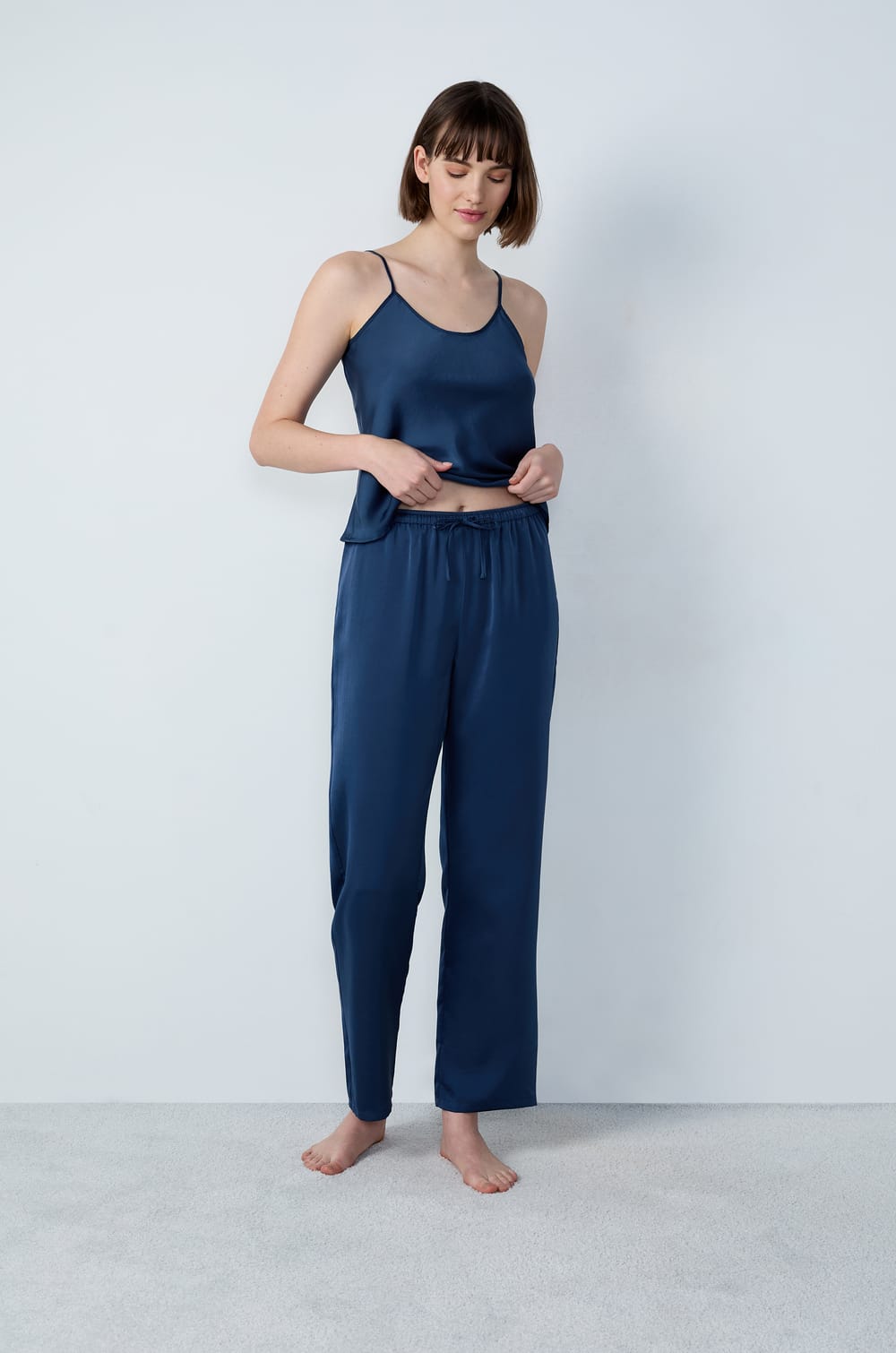 Satin Pajama Pants With Carrot Cut;${refinementColor}