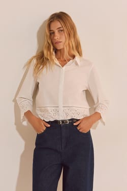 Chemise avec broderie en coton;${refinementColor}