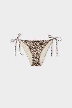 Leopard print tie-side bikini bottom;${refinementColor}