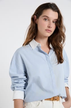 Chemise bicolore avec coton;${refinementColor}