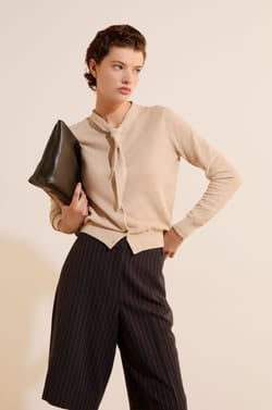 Cardigan avec lien &agrave; nouer en coton;${refinementColor}