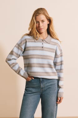 Pull manches longues &agrave; rayures;${refinementColor}