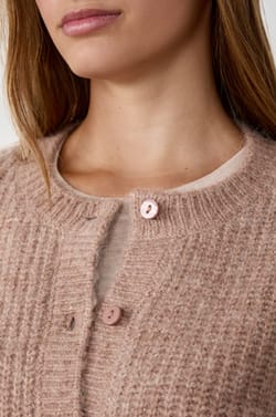 Long-sleeved cardigan sweater with buttons;${refinementColor}