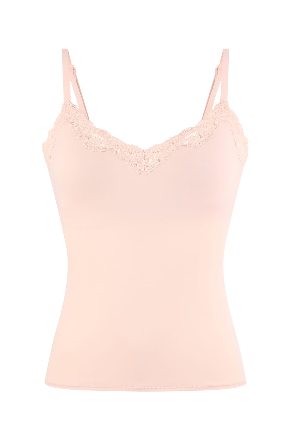 Camisole in Microfibre and Lace with Integrated Bralette;${refinementColor}