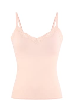 Camisole in Microfibre and Lace with Integrated Bralette;${refinementColor}