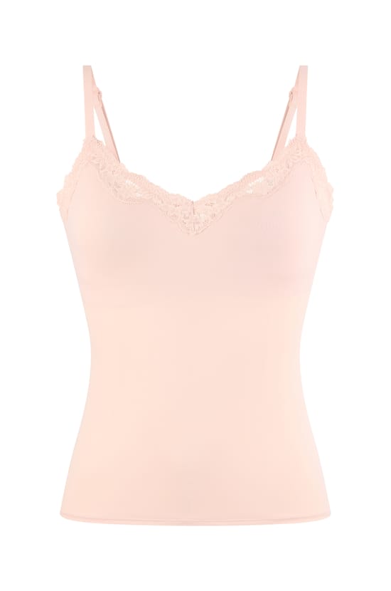Camisole in Microfibre and Lace with Integrated Bralette;${refinementColor}
