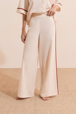 Pyjamabroek met zijstrepen van katoen;${refinementColor}