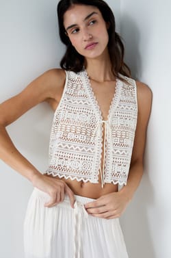 Lace Tank Top with Tie;${refinementColor}