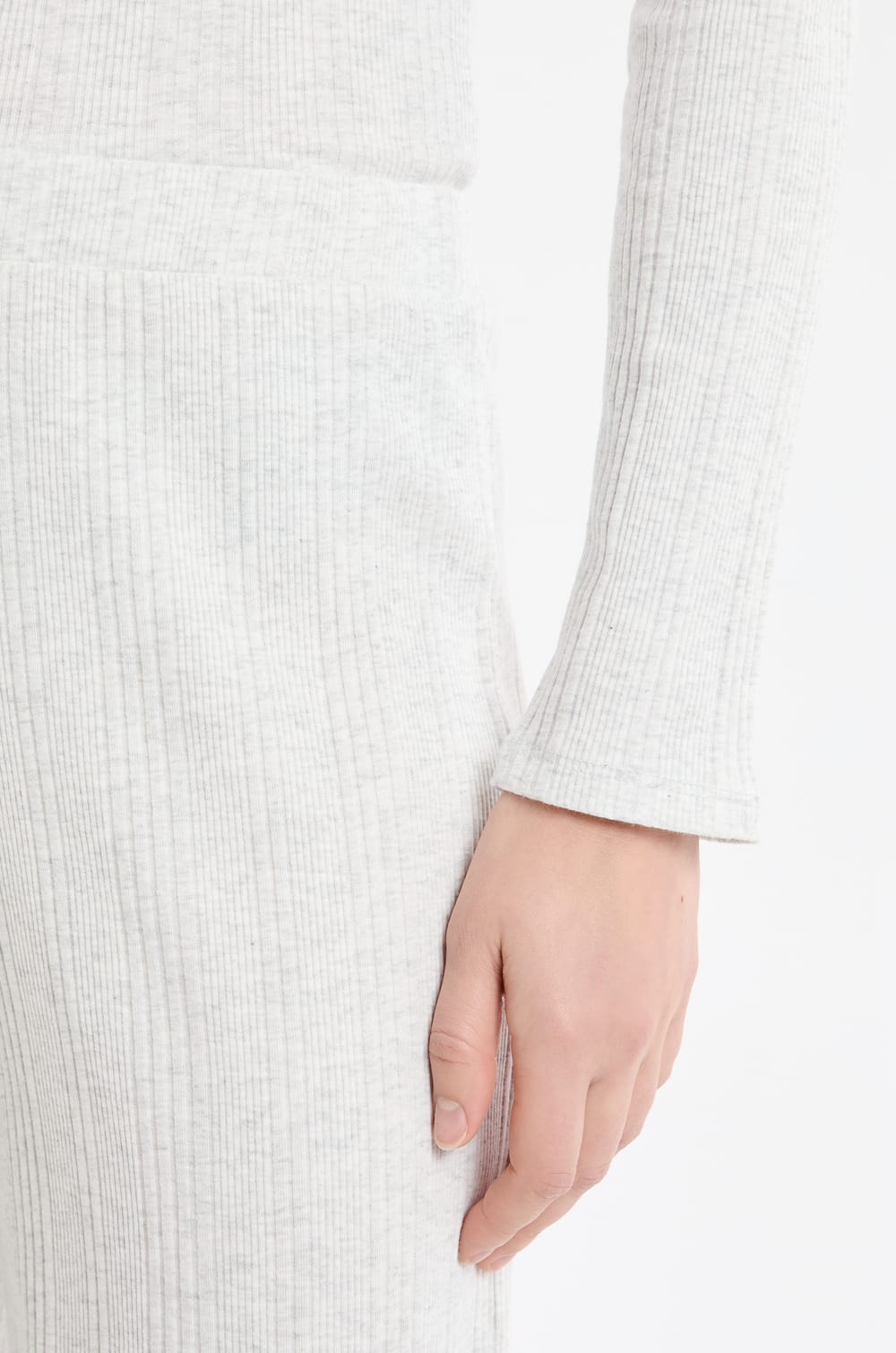 Straight ribbed cotton pyjama trousers;${refinementColor}