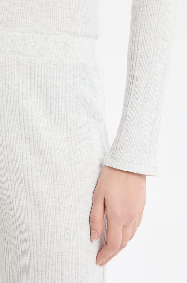 Straight ribbed cotton pyjama trousers;${refinementColor}