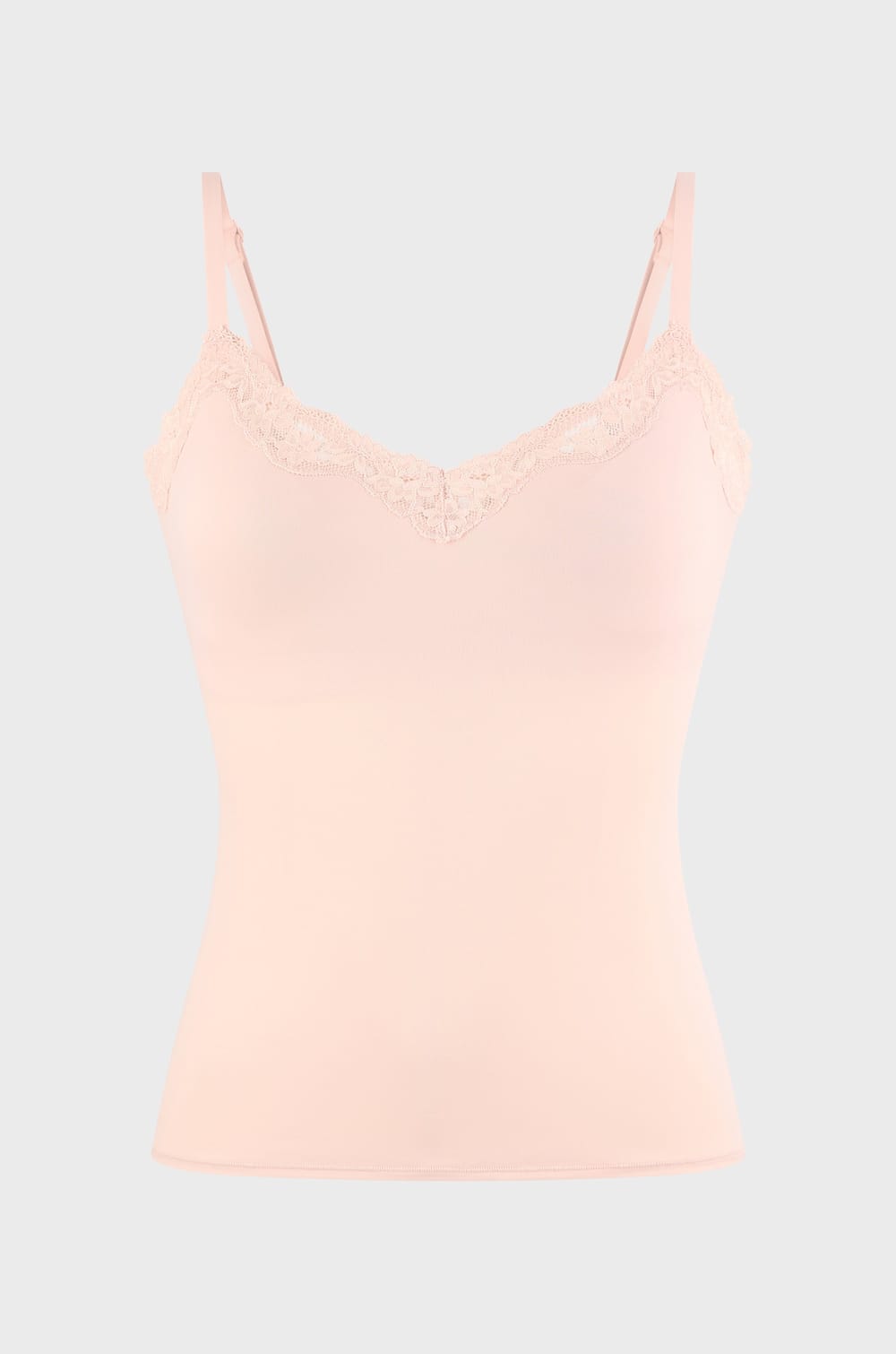 Camisole in Microfibre and Lace with Integrated Bralette;${refinementColor}