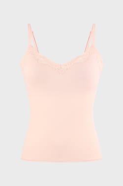 Camisole in Microfibre and Lace with Integrated Bralette;${refinementColor}