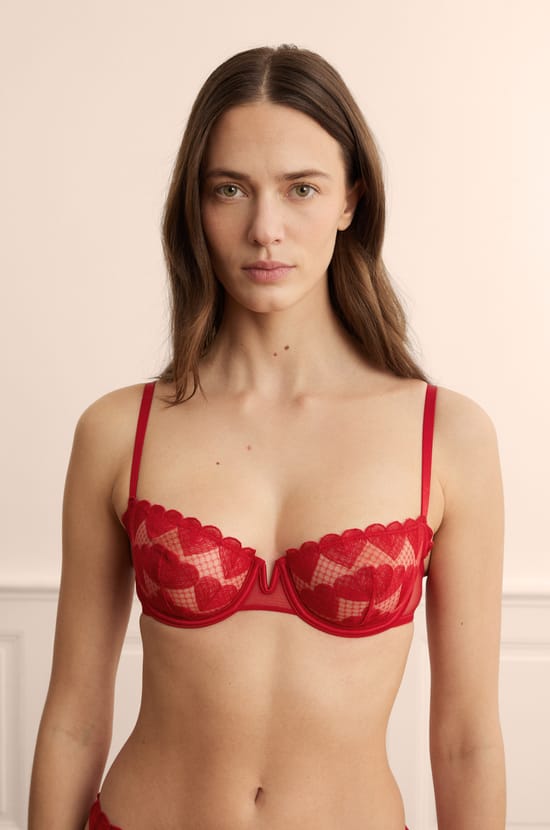 Bra N.9 - Balconette with Heart Embroidery;${refinementColor}