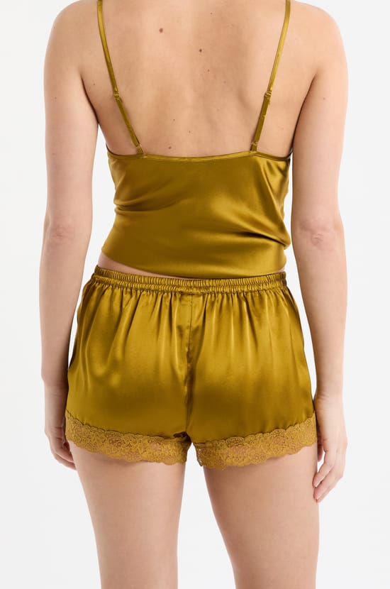 Short en soie détails dentelle;${refinementColor}