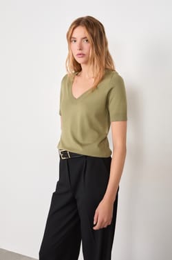 Pull col V manches courtes;${refinementColor}