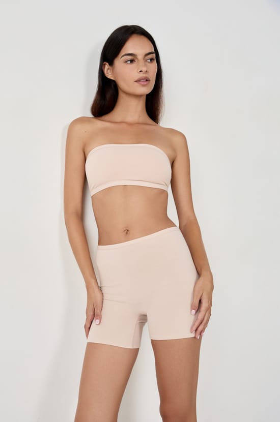 Soutien-gorge bandeau sans armatures en coton biologique extensible;${refinementColor}