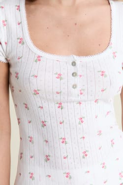 Camiseta de pijama estampada de algod&oacute;n punto el&aacute;stico;${refinementColor}