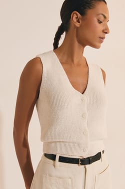 Sleeveless Cardigan with Cotton;${refinementColor}