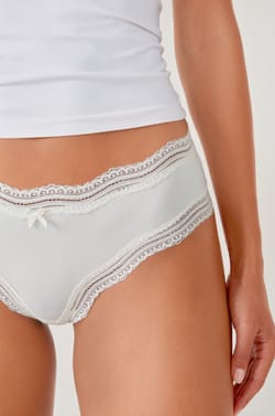 Microfibre Boyshort with Lace Trim;${refinementColor}