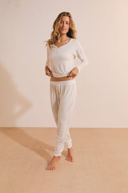 Pantal&oacute;n de pijama liso de modal;${refinementColor}