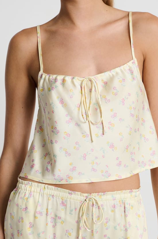 Top de pyjama imprimé à fleurs;${refinementColor}